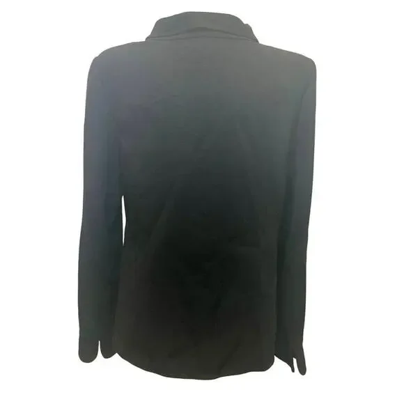 90’s OSCAR DE LA RENTA BLAZER SILK WOOL ZIP UP BLACK SZ 12 TAILORED GOTHCORE